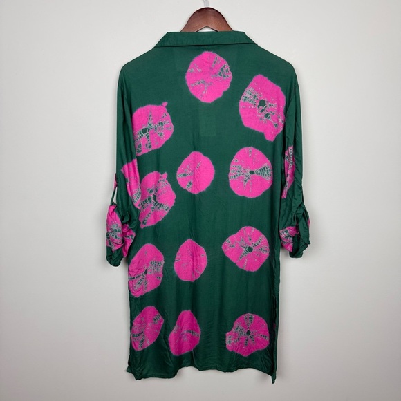 Elan Sand Dollar Button Down in Pink/Green - Picture 8 of 10